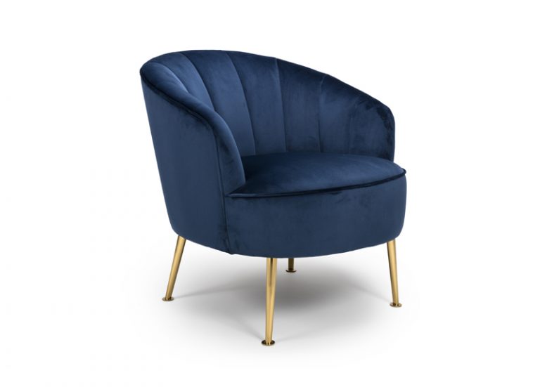 Chair Velvet with Gold Legs Navy